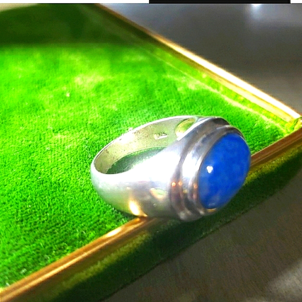 Blue Sodalite STERLING SILVER CABOCHON OVAL SHAPE STONE 925 RING SIZE 7